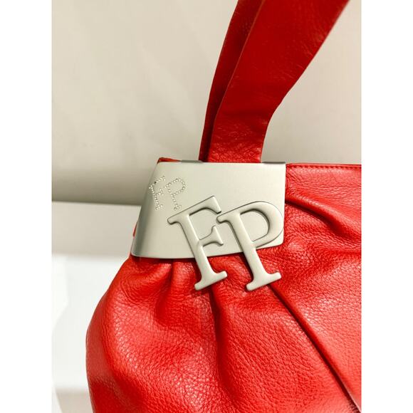 Fabrizio Poker Medium Size Genuine Leather Women's Shoulder Handbag Red - Picture 5 of 11